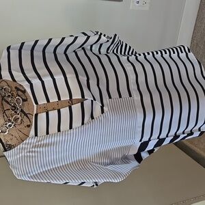 Black and White Striped Drapey Top